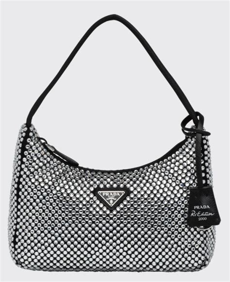 white rhinestone prada bag|Prada rhinestone mini bag.